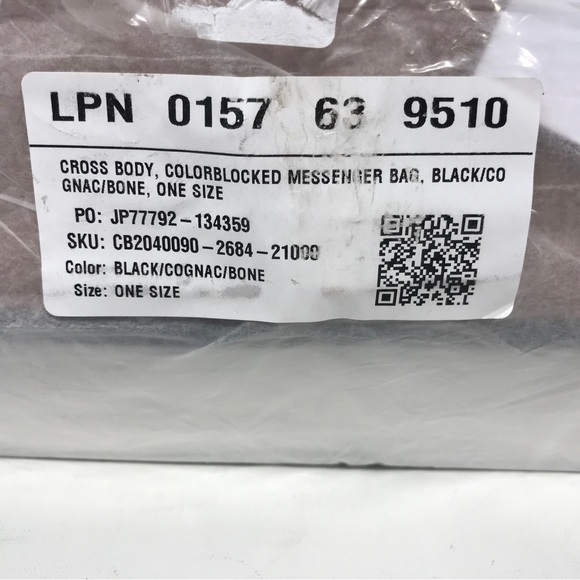 JustFab Color Blocked Messenger Bag, Size  10”L x 8”H x 4”D - Black/Cognac/White - Picture 13 of 13